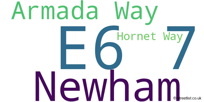 A word cloud for the E6 7 postcode
